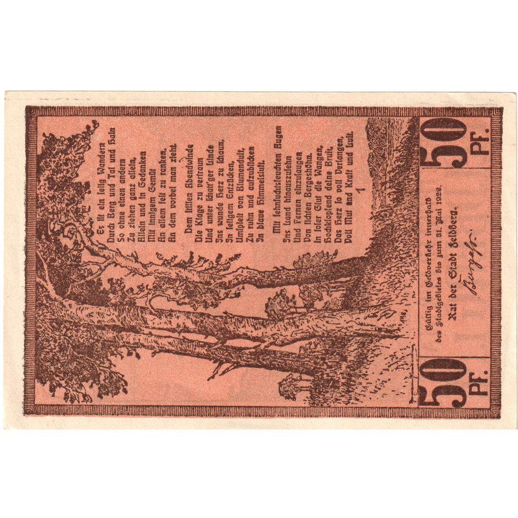 Niemcy, Feldberg, 50 Pfennig, 1922-05-31, UNC(63)