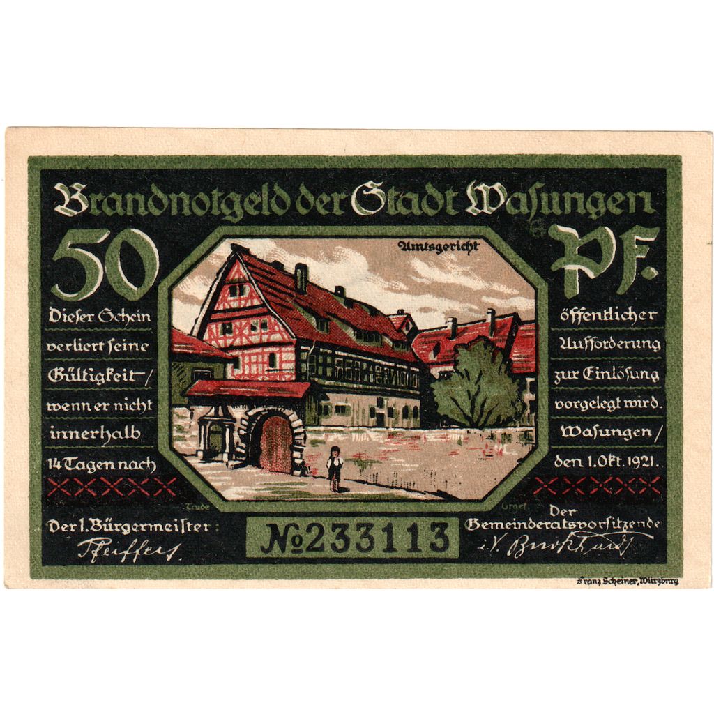 Deutschland, Wasungen, 50 Pfennig, 1921-10-01, UNZ-