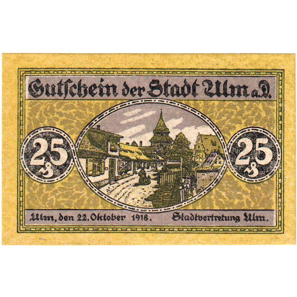 Niemcy, Ulm, 25 Pfennig, 1918-10-22, UNC(63)