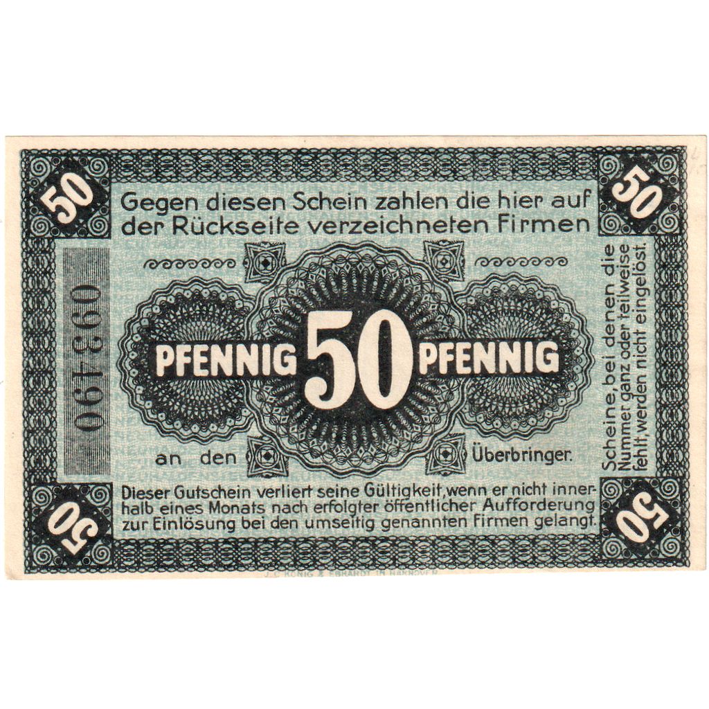 Niemcy, Neuhaldensleben, 50 Pfennig, UNC(63)
