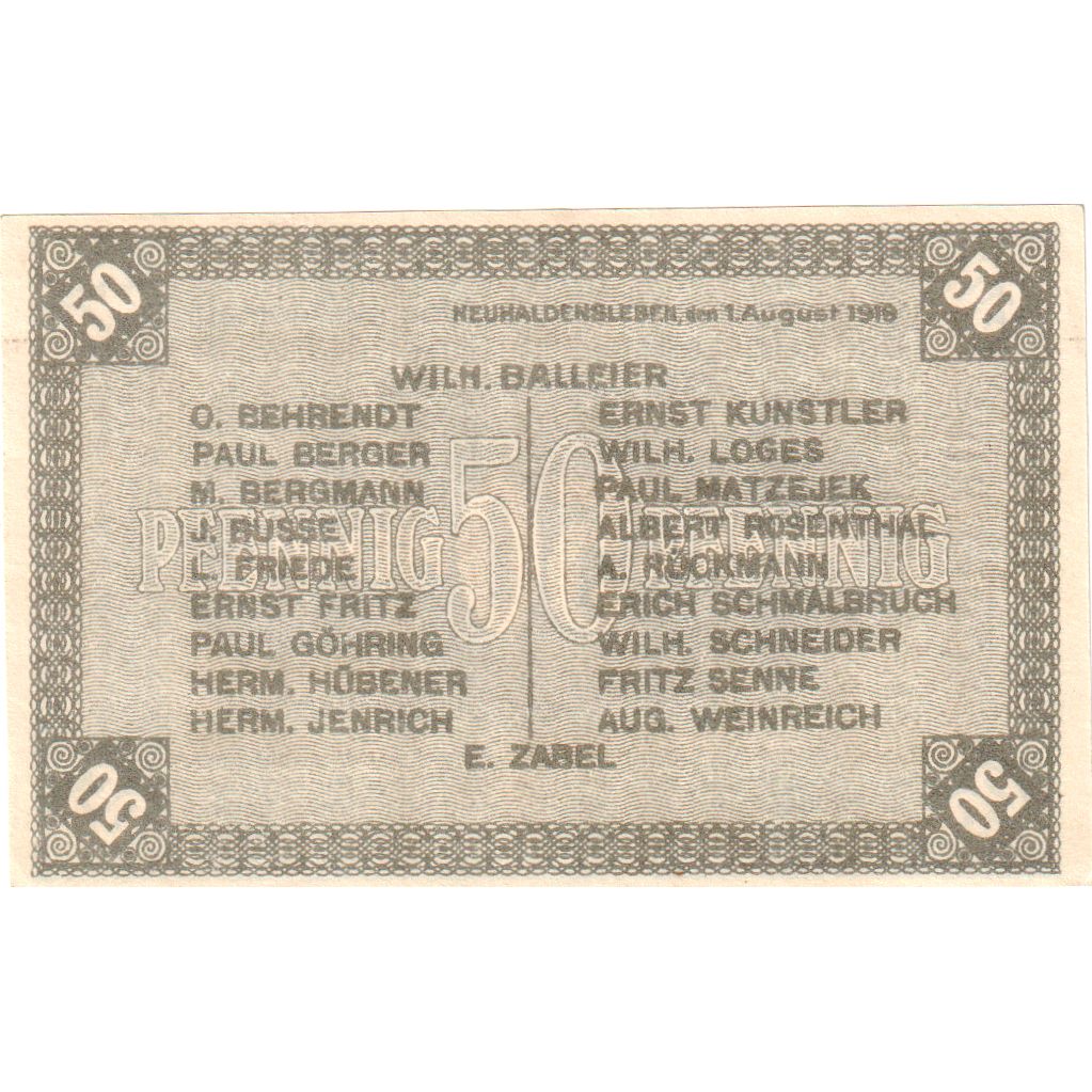 Niemcy, Neuhaldensleben, 50 Pfennig, UNC(63)