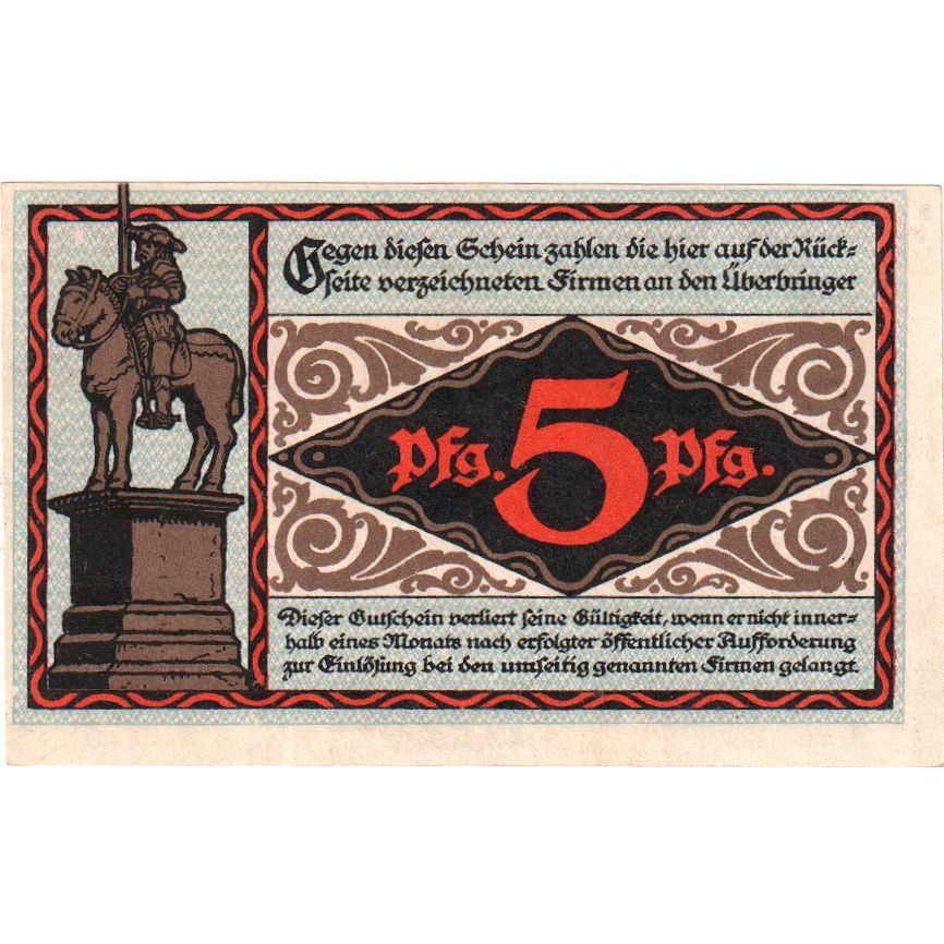 Niemcy, Neuhaldensleben, 5 Pfennig, UNC(63)