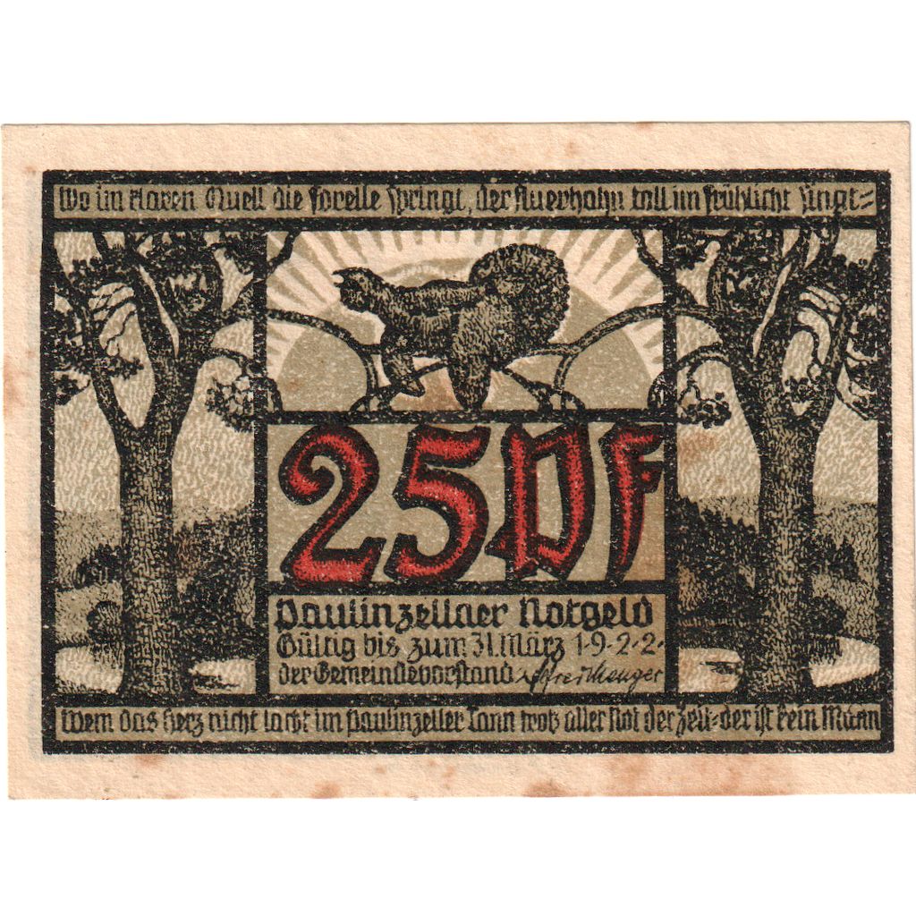 Alemania, Paulinzella, 25 Pfennig, 1922-03-31, EBC