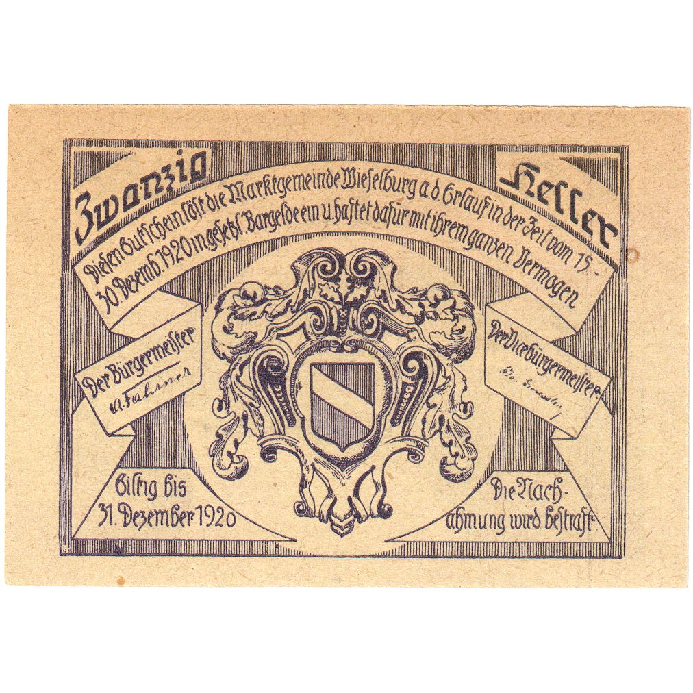 Österreich, Wieselburg, 20 Heller, 1920-12-31, UNZ-