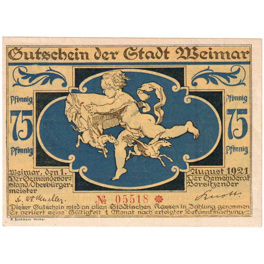 Niemcy, Weimar, 75 Pfennig, 1921-08-01, UNC(63)