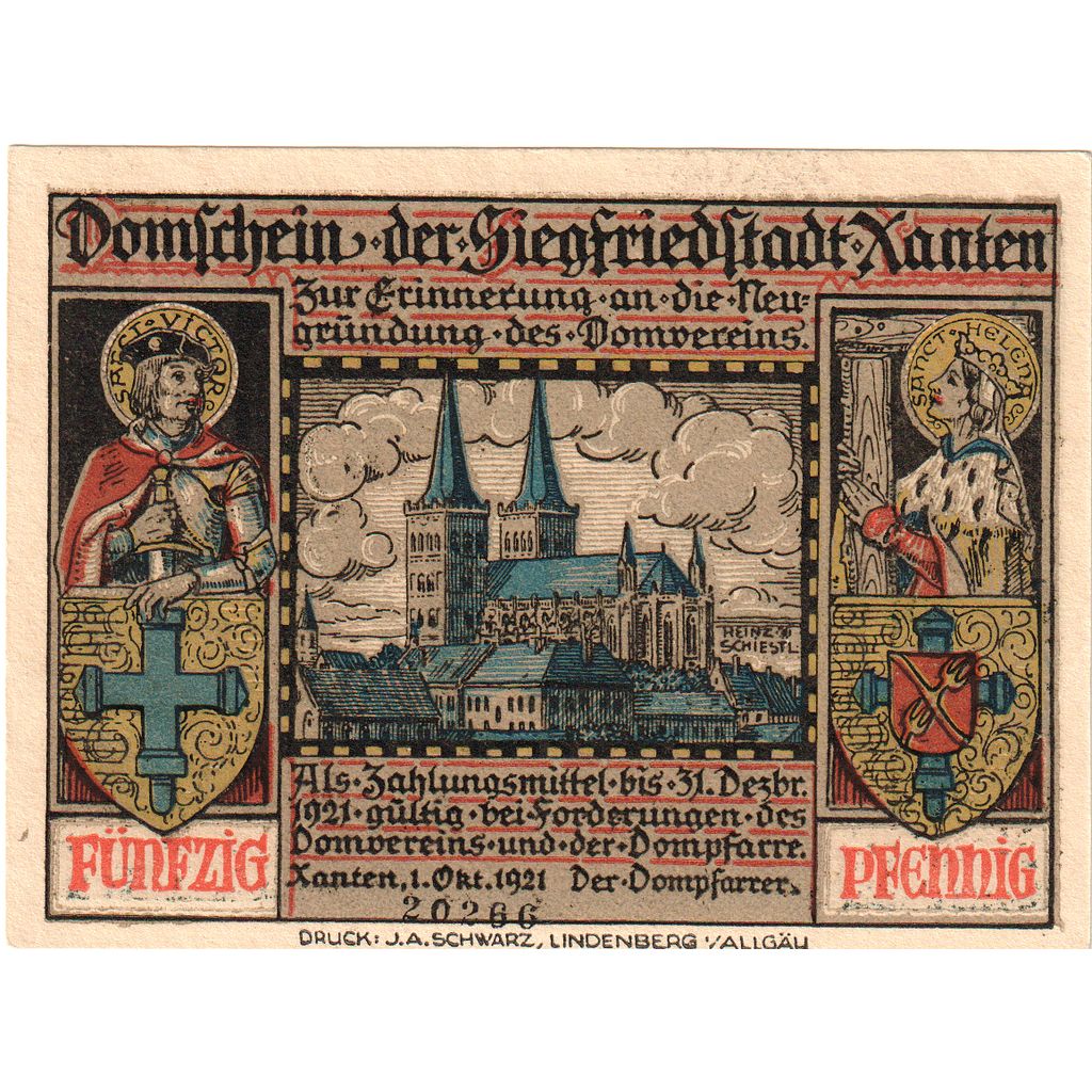 Deutschland, Xanten, 50 Pfennig, 1921-12-31, UNZ-