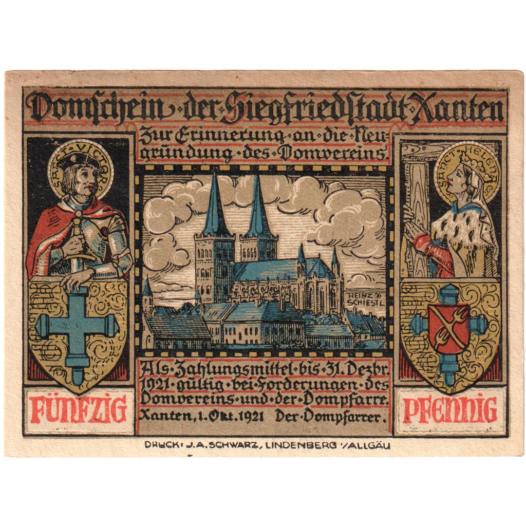 Niemcy, Xanten, 50 Pfennig, 1921-12-31, AU(55-58)