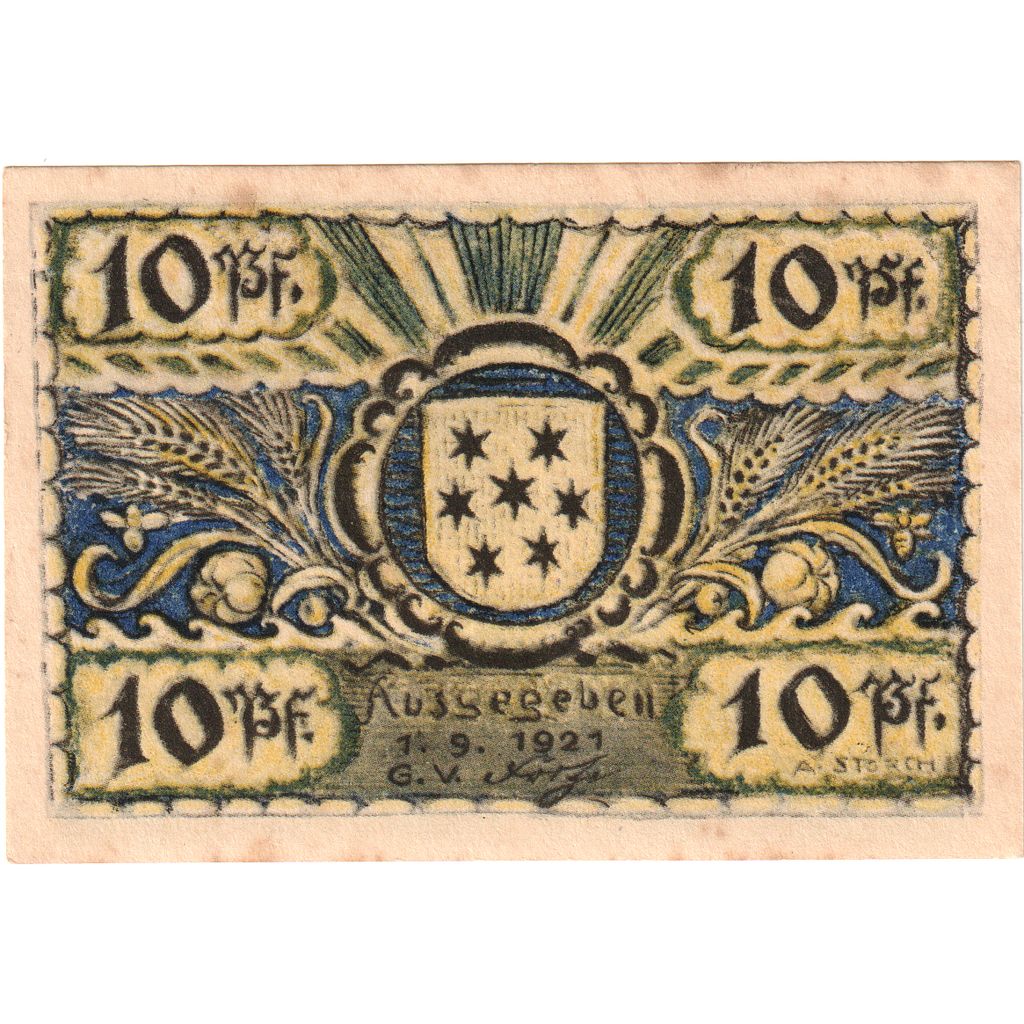 Alemania, Volkstedt, 10 Pfennig, 1921-09-01, EBC