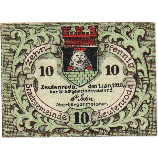 Duitsland, Zeulenroda, 10 Pfennig, 1920-01-01, SPL