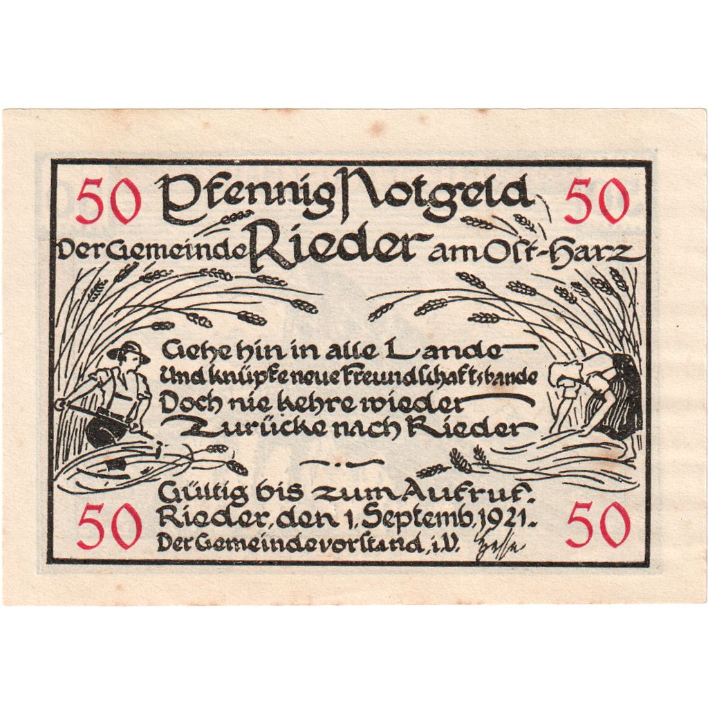 Germany, Rieder, 50 Pfennig, 1921-09-01, AU(55-58)
