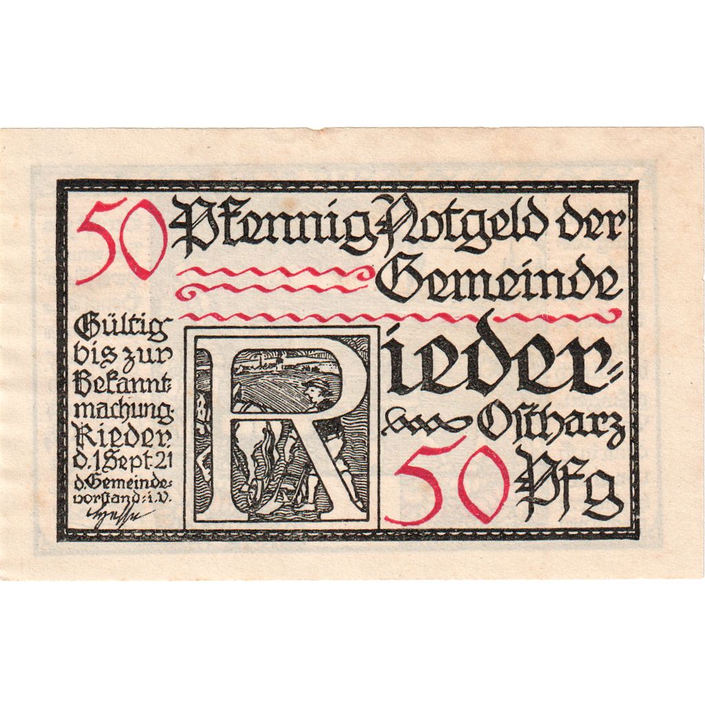 Germany, Rieder, 50 Pfennig, 1921-09-01, AU(55-58)