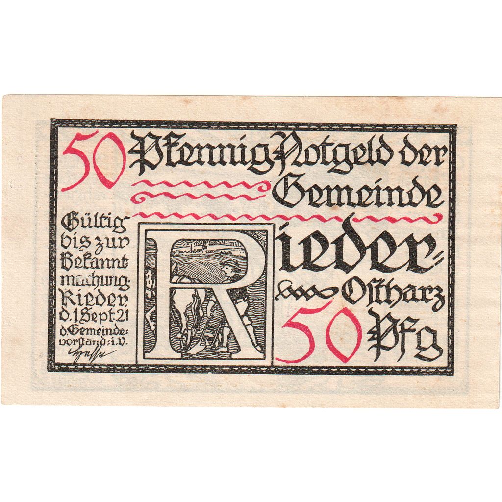 Germany, Rieder, 50 Pfennig, 1921-09-01, AU(55-58)