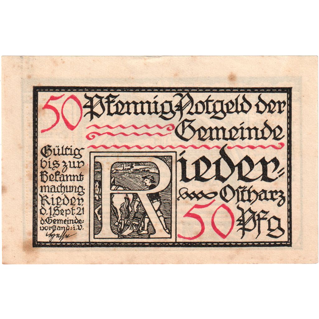 Germany, Rieder, 50 Pfennig, 1921-09-01, EF(40-45)
