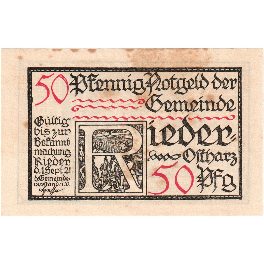 Germany, Rieder, 50 Pfennig, 1921-09-01, VF(20-25)