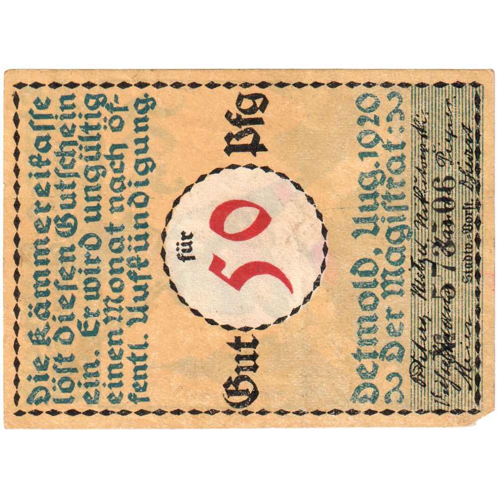 Germany, Detmold, 50 Pfennig, AU(55-58)