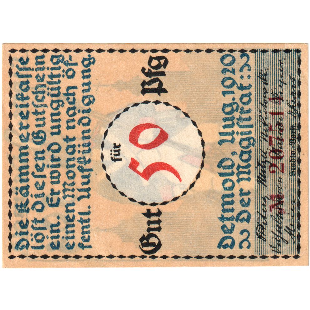 Germany, Detmold, 50 Pfennig, UNC(63)