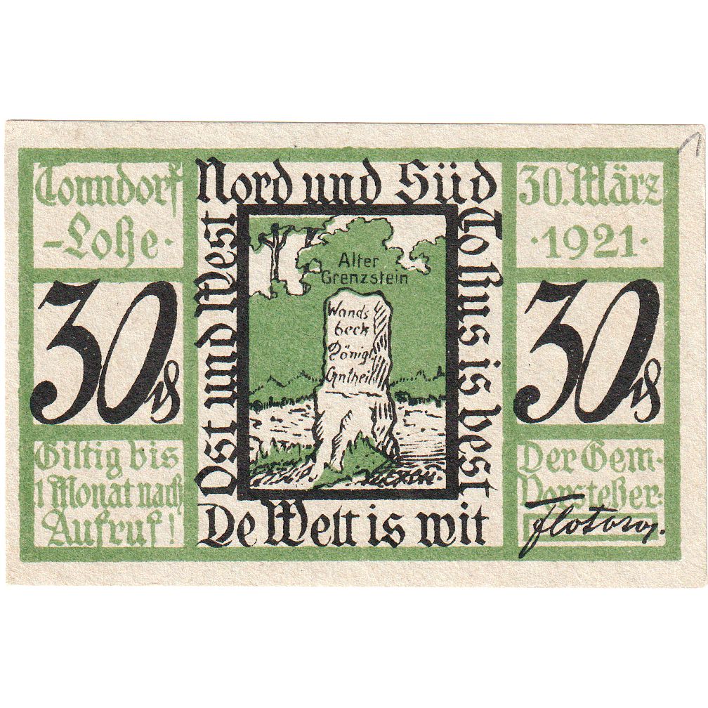 Germany, Tonndorf, 30 Pfennig, 1921-03-30, UNC(63)