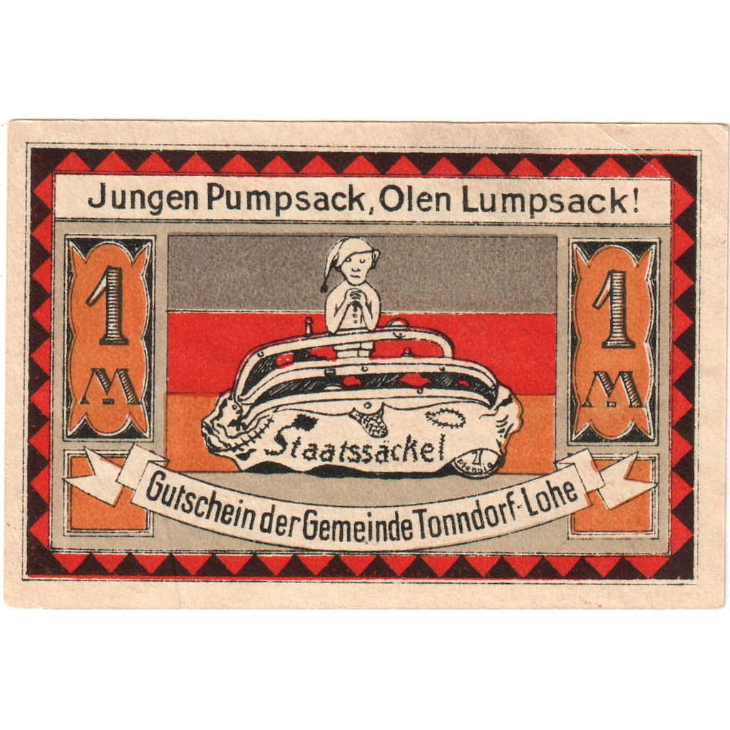 Germany, Tonndorf, 1 Mark, 1921-03-30, UNC(63)