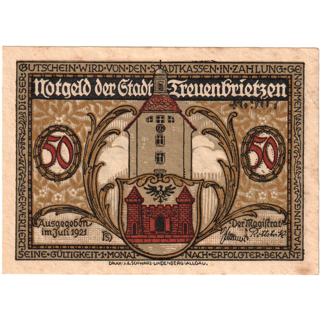 Germany, Treuenbrietzen, 50 Pfennig, AU(55-58)