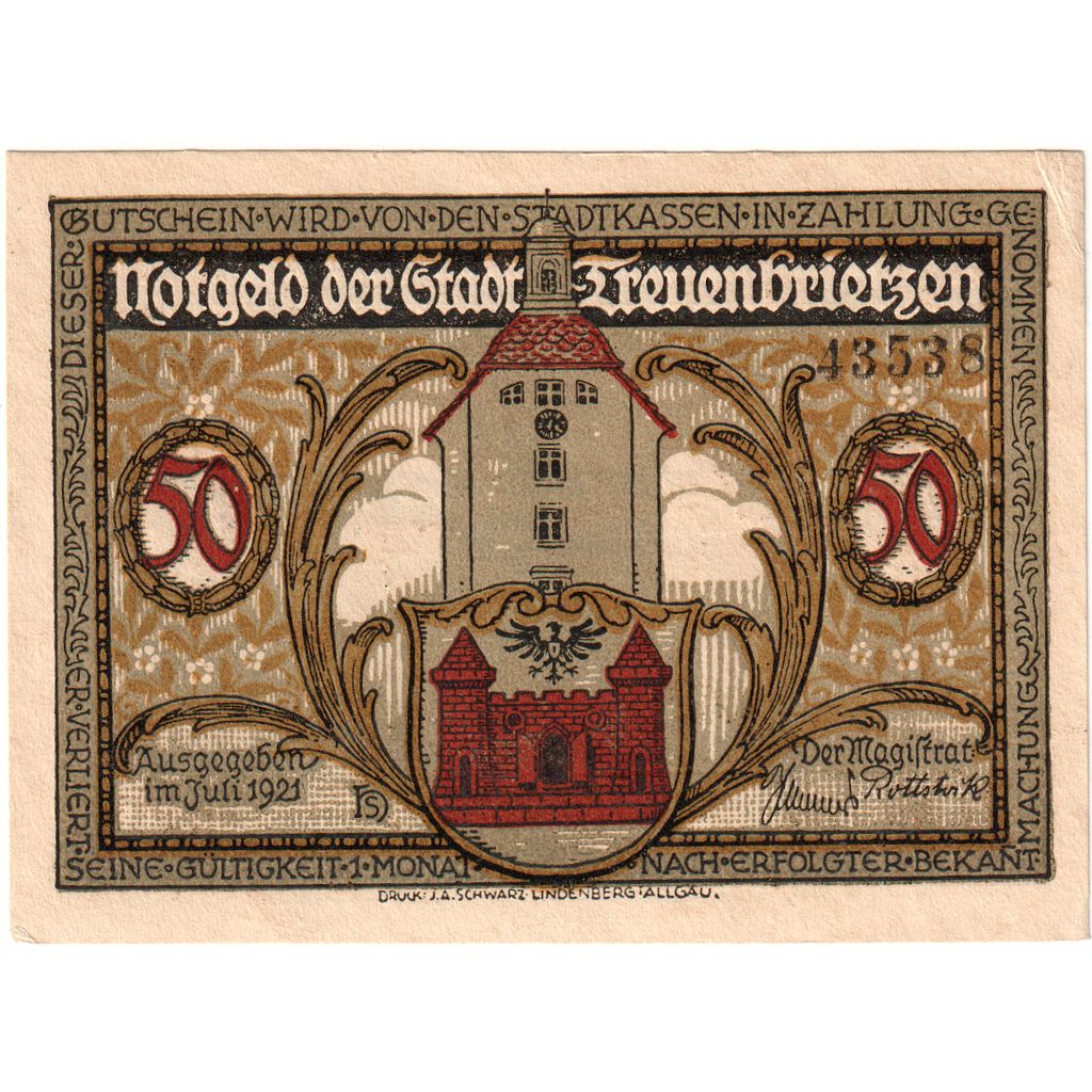 Germany, Treuenbrietzen, 50 Pfennig, UNC(63)