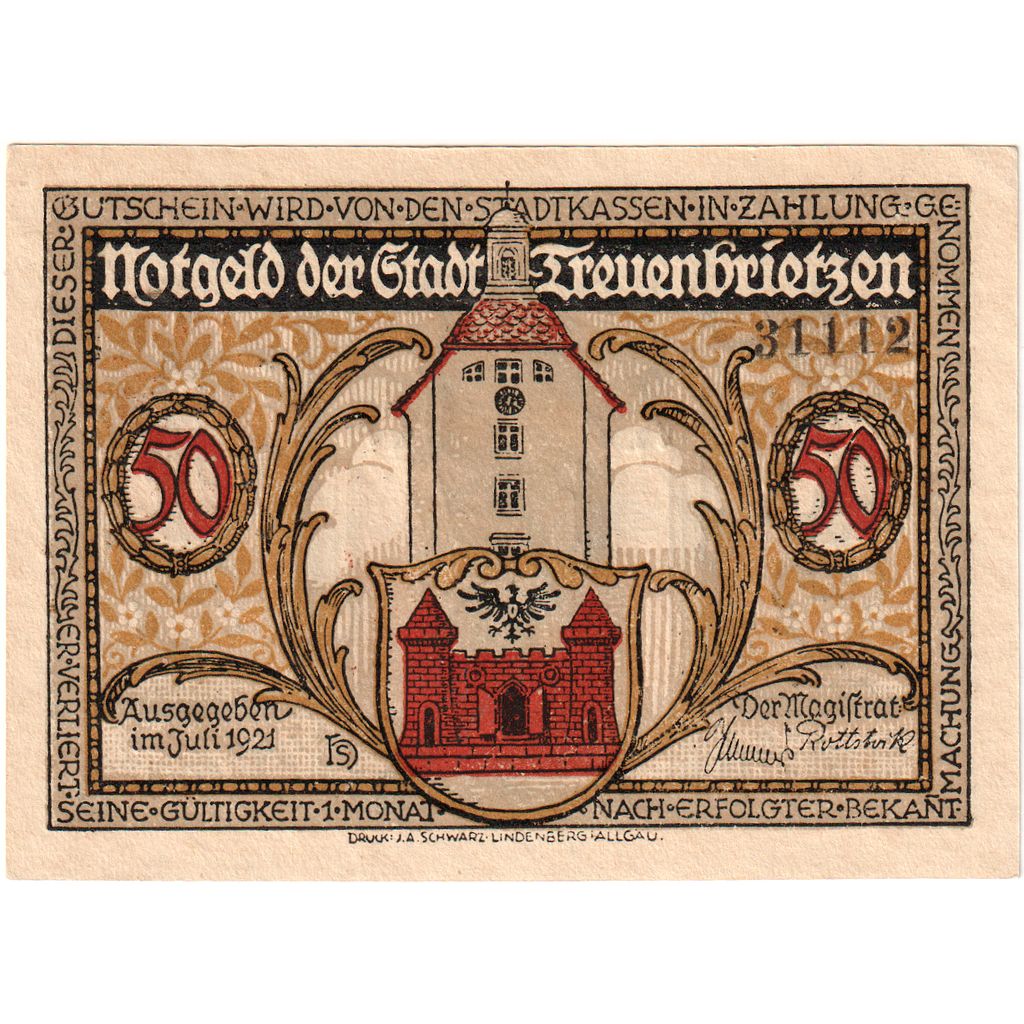 Germany, Treuenbrietzen, 50 Pfennig, UNC(63)