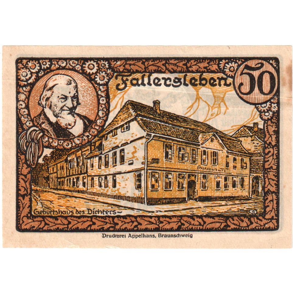 Germany, Fallersleben, 50 Pfennig, 1921-10-01, AU(55-58)