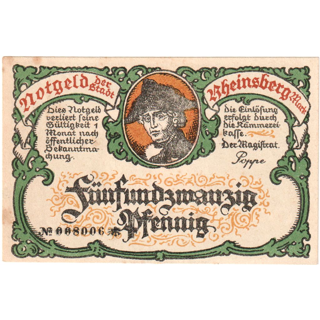 Germany, Rheinsberg, 25 Pfennig, EF(40-45)