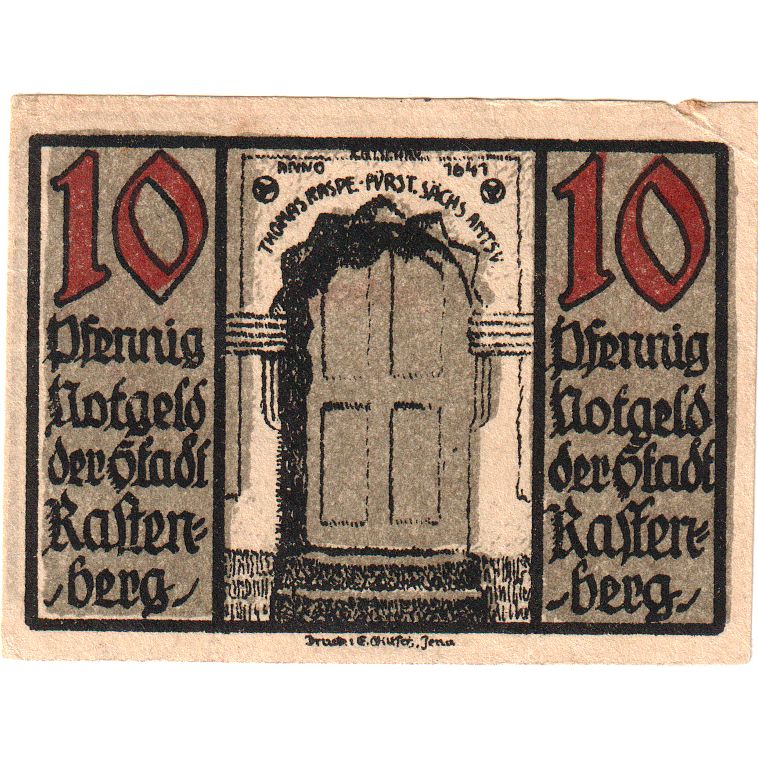 Germany, Rastenberg, 10 Pfennig, 1921-09-01, UNC(63)