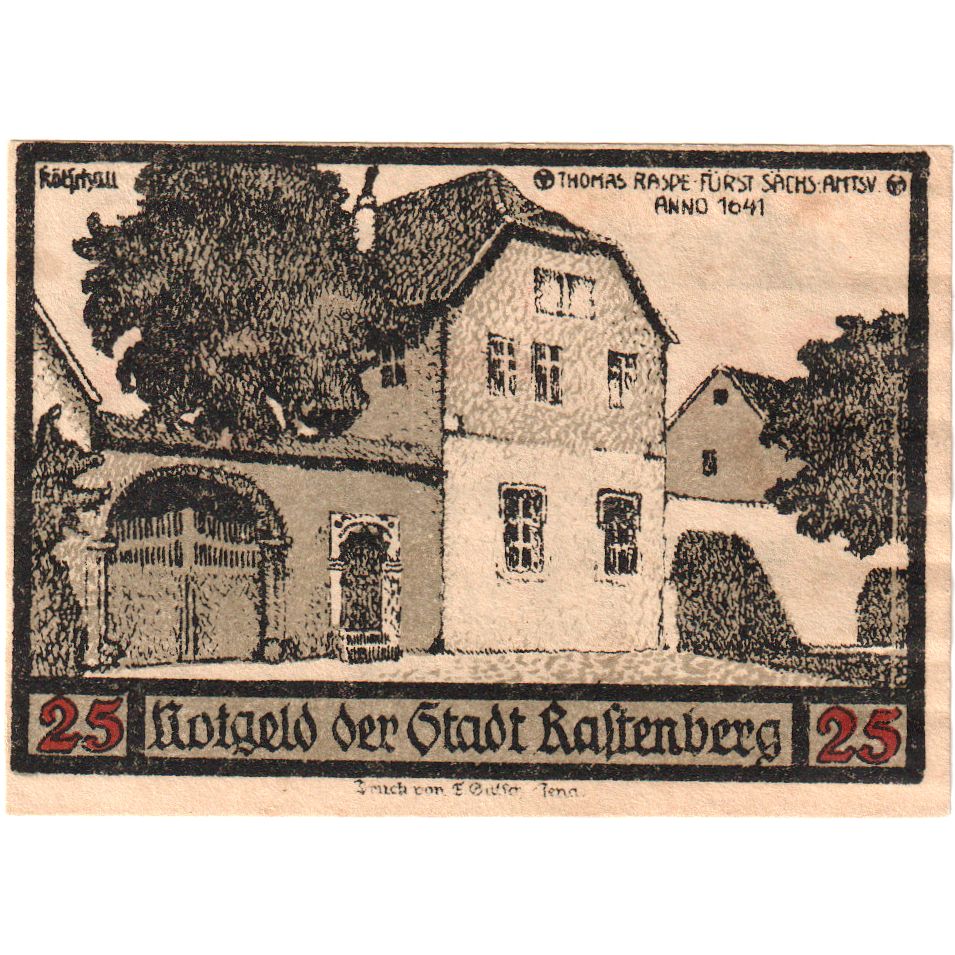 Germany, Rastenberg, 25 Pfennig, 1921-09-01, UNC(63)