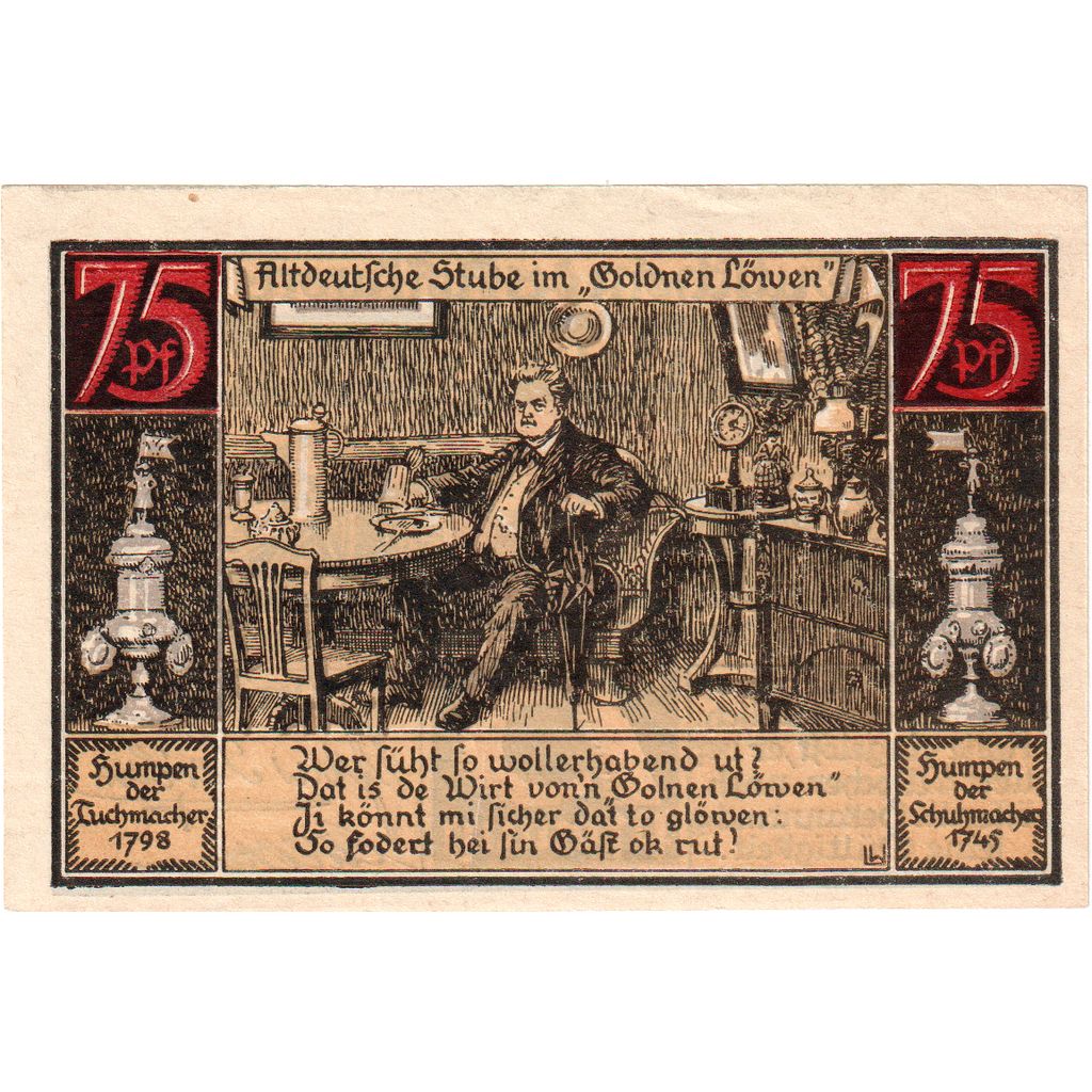 Germany, Furstenberg in Meckl, 75 Pfennig, 1921-08-01, UNC(63)