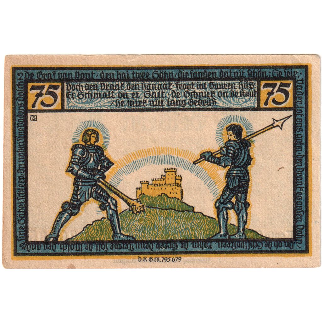 Germany, Geldern, 75 Pfennig, 1922-05-01, AU(55-58)