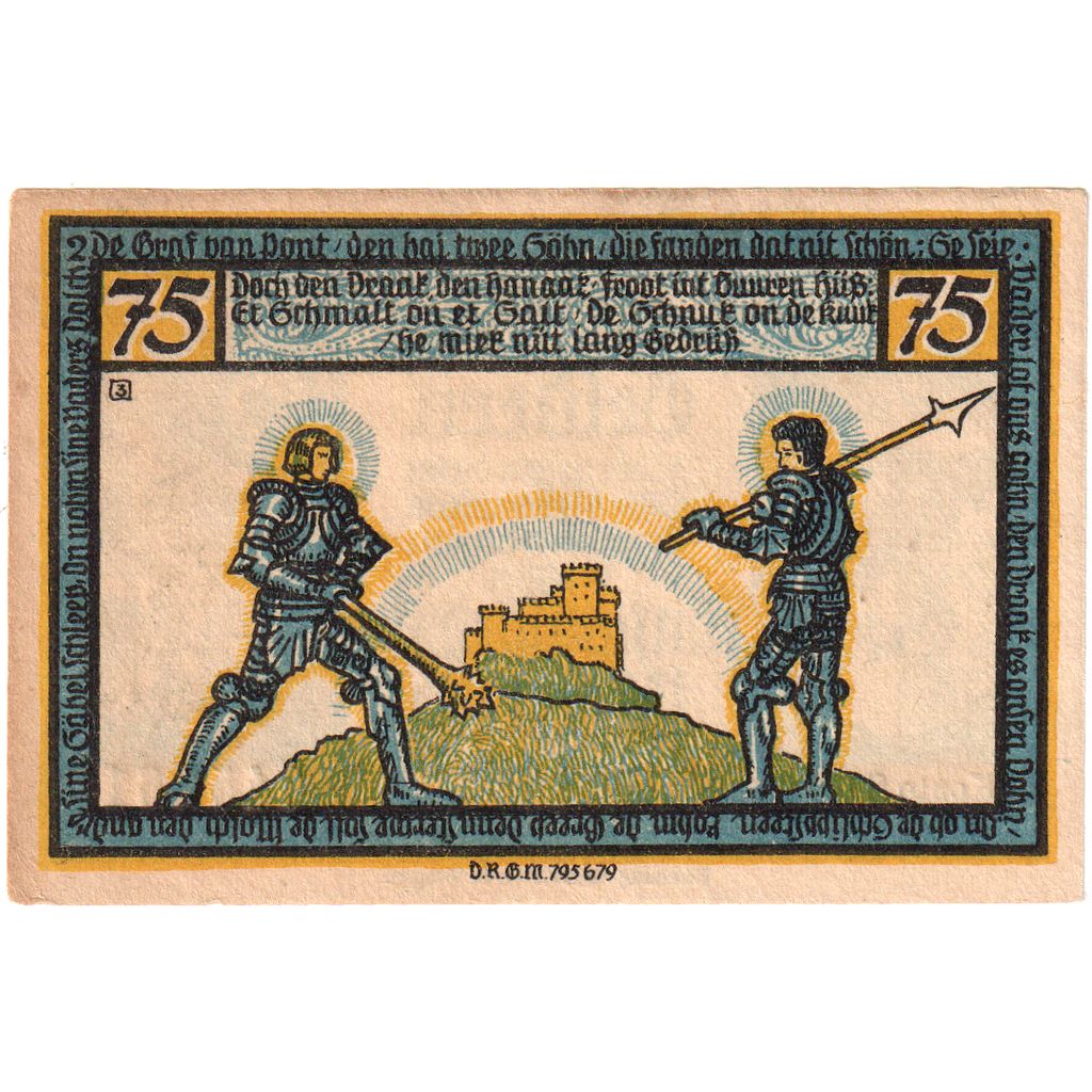 Germany, Geldern, 75 Pfennig, 1922-05-01, AU(55-58)