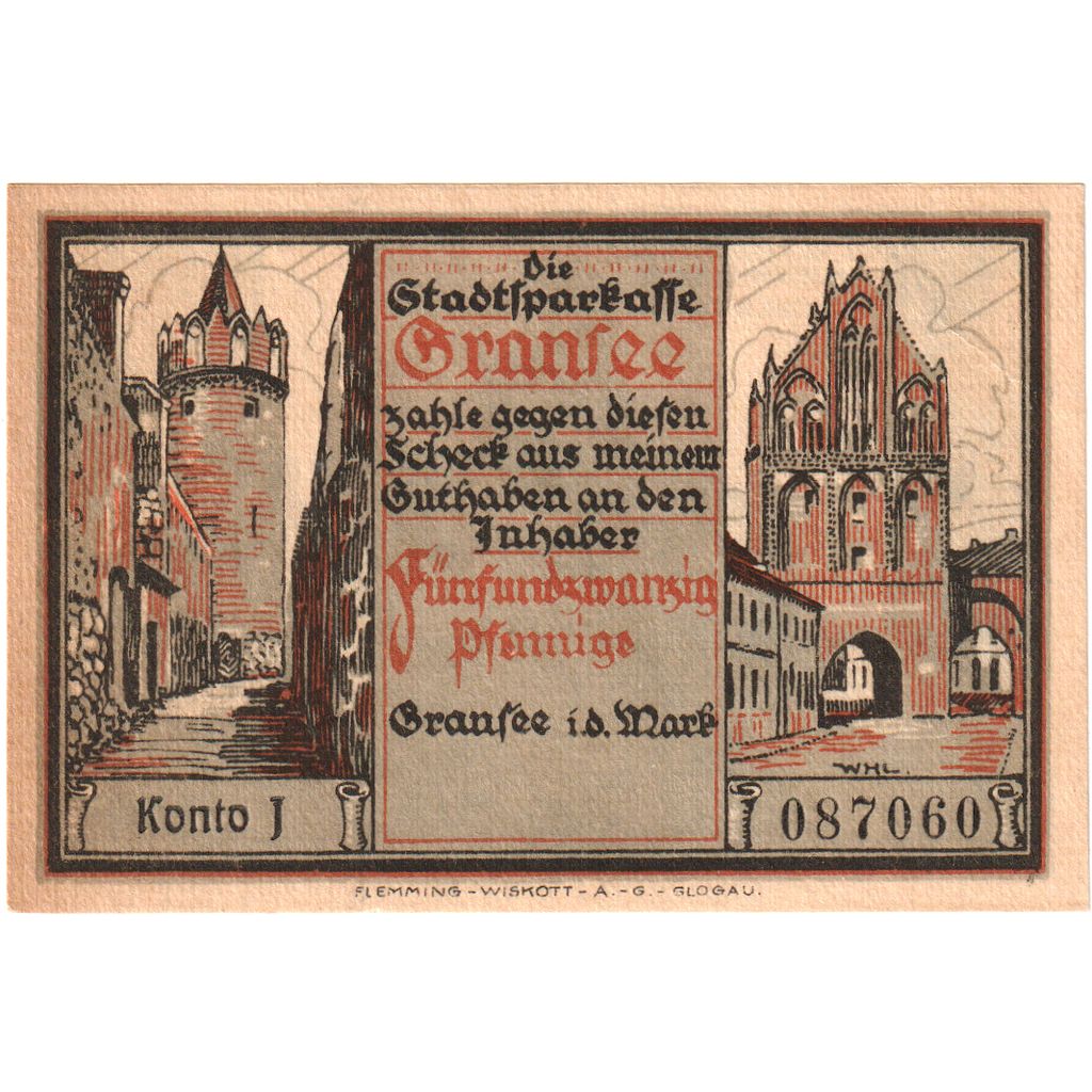 Germany, Gransee, 25 Pfennig, AU(55-58)