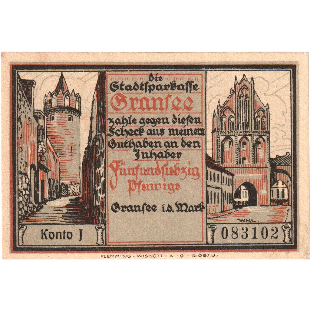 Germany, Gransee, 75 Pfennig, UNC(63)