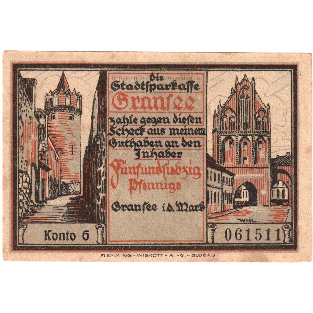 Germany, Gransee, 75 Pfennig, AU(55-58)