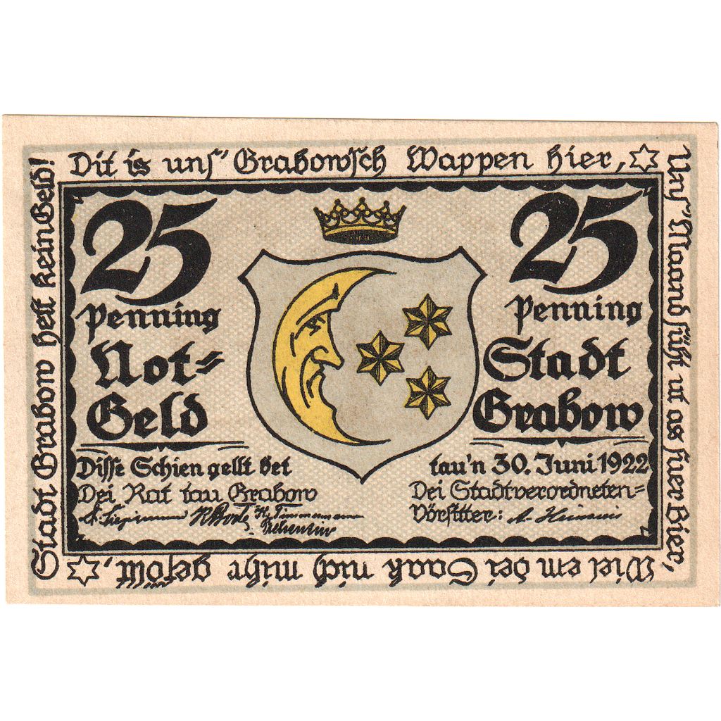 Germany, Grabow, 25 Pfennig, 1922-06-30, UNC(63)