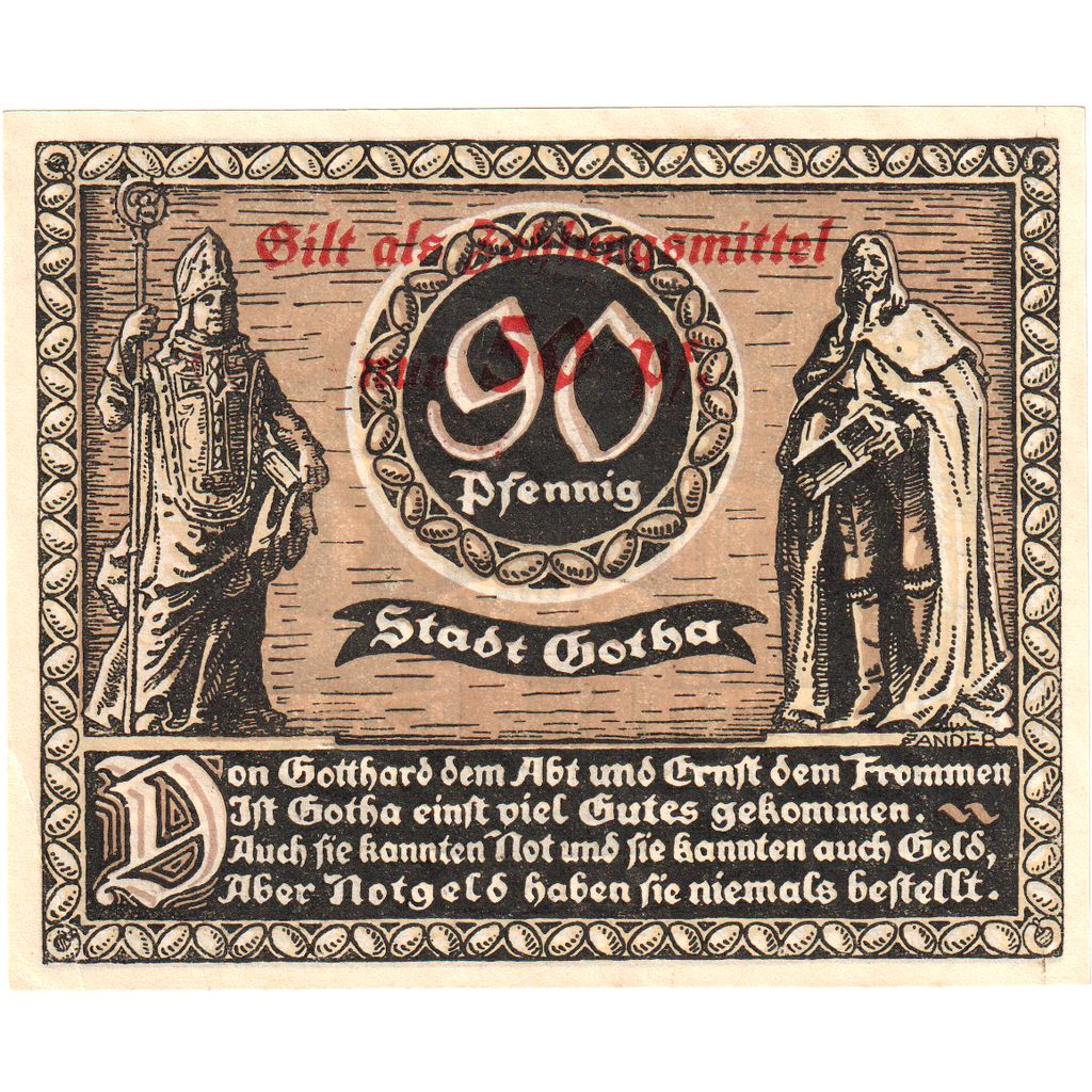 Germany, Gotha, 90 Pfennig, 1921-07-15, AU(55-58)
