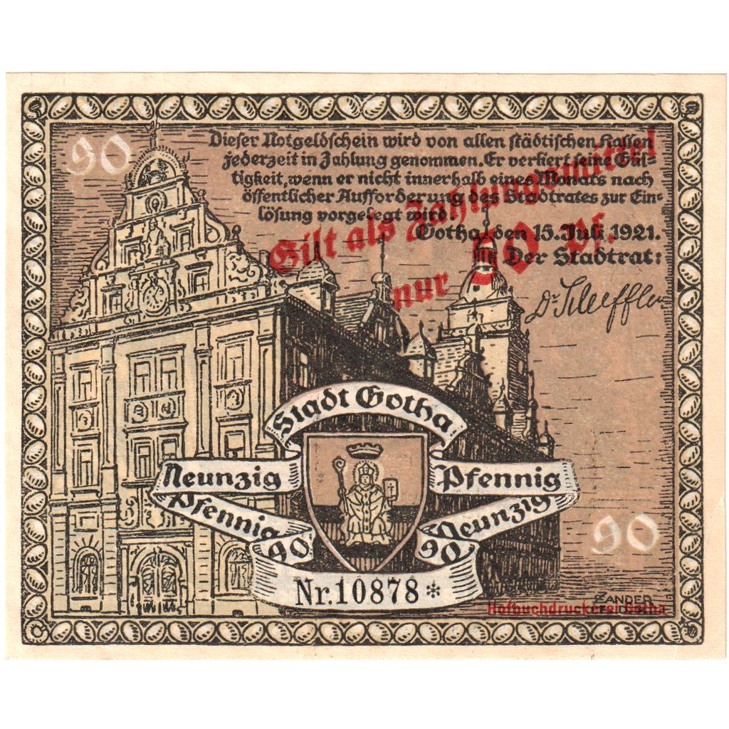 Germany, Gotha, 90 Pfennig, 1921-07-15, AU(55-58)