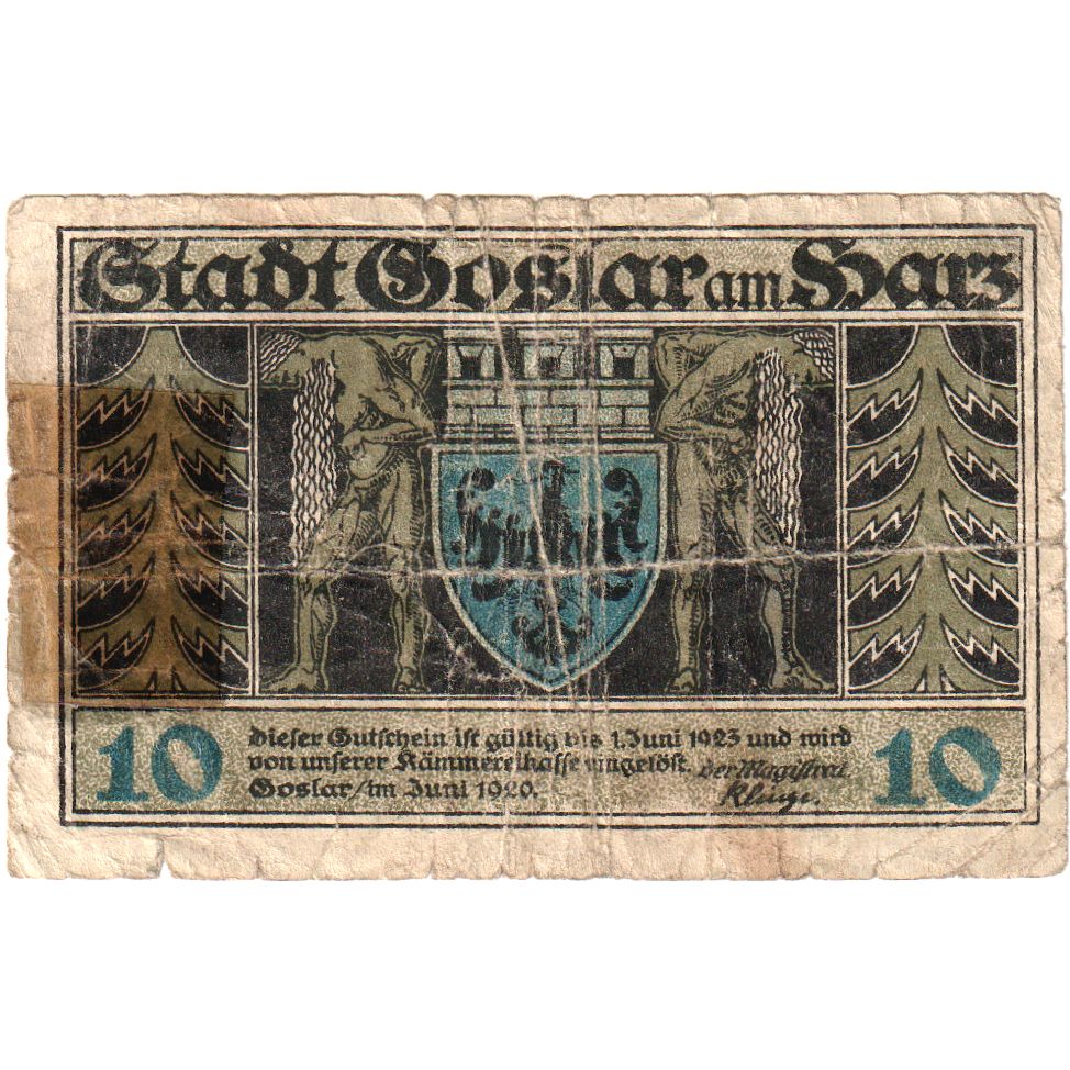 Germany, Goslar am Harz, 10 Pfennig, 1920-06-01, VF(20-25)