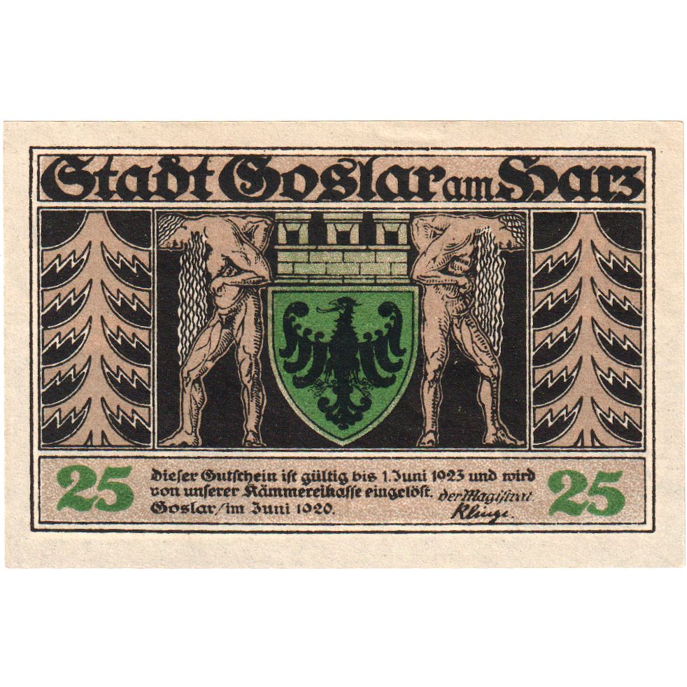 Alemania, Goslar am Harz, 25 Pfennig, 1920-06-01, SC