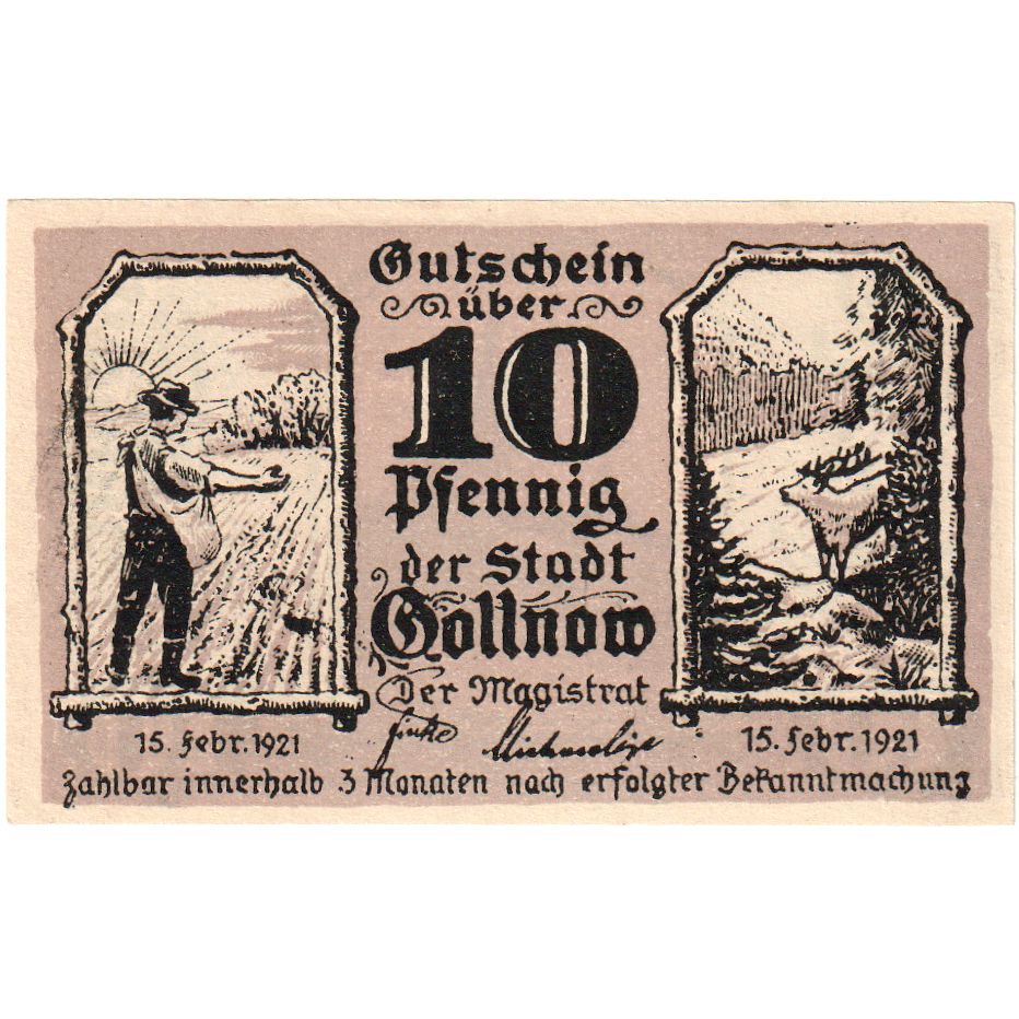 Germany, Gollnow, 10 Pfennig, 1921-02-15, UNC(63)