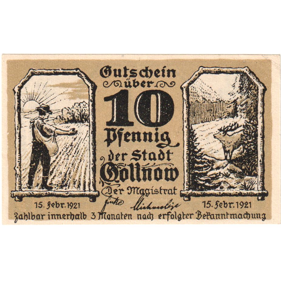 Germany, Gollnow, 10 Pfennig, 1921-02-15, UNC(63)