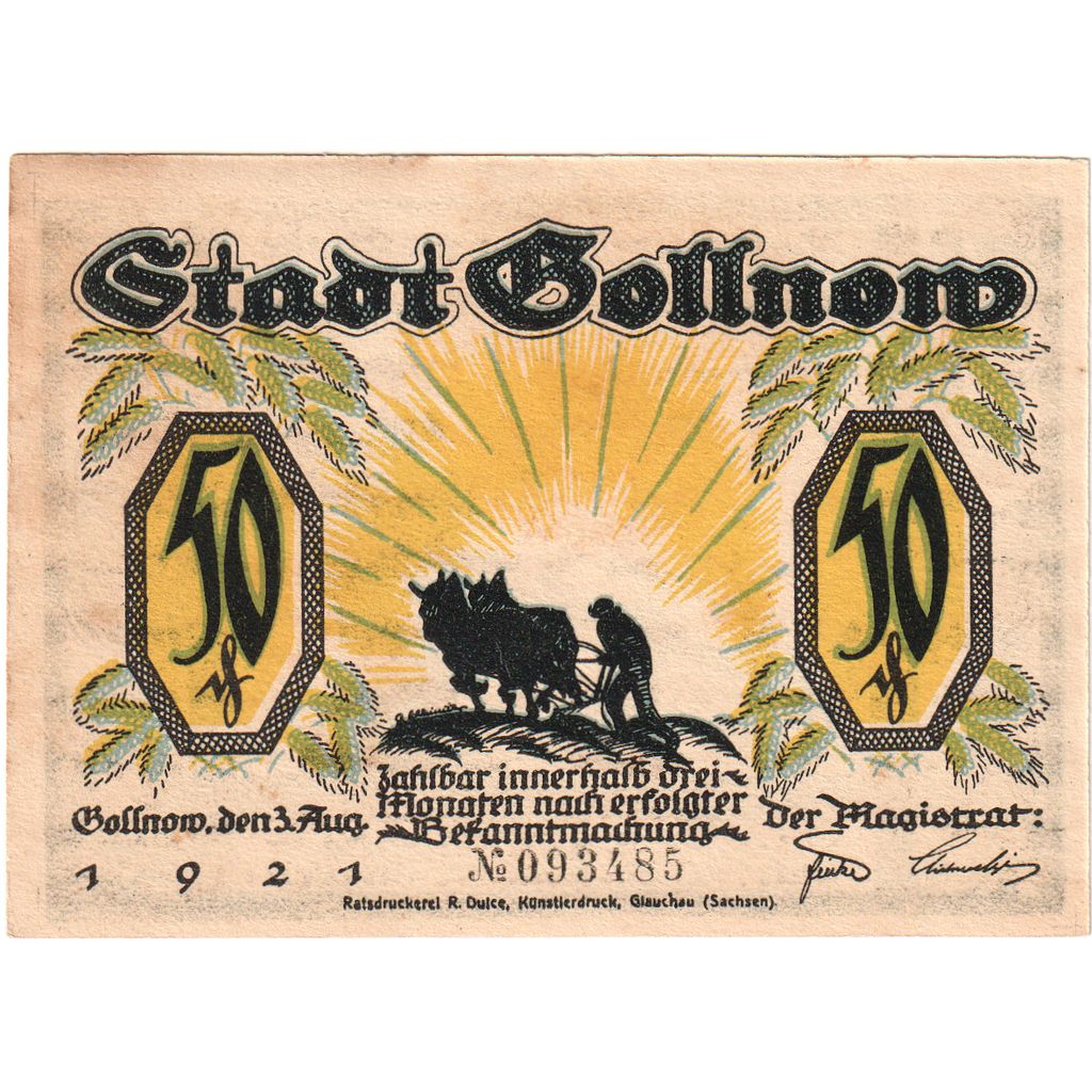 Alemania, Gollnow, 50 Pfennig, 1921-08-03, MBC