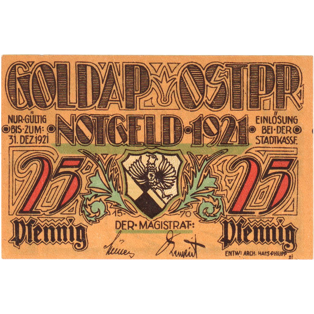Germany, Goldap, 25 Pfennig, 1921-12-31, UNC(63)