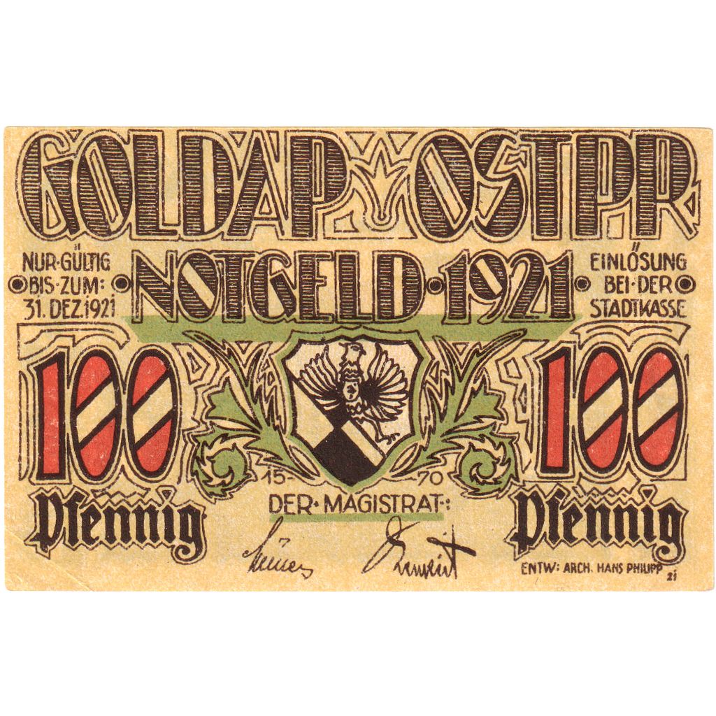 Deutschland, Goldap, 100 Pfennig, 1921-12-31, UNZ-