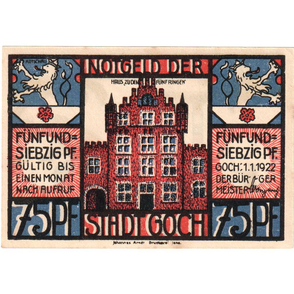 Deutschland, Goch, 75 Pfennig, 1922-01-01, UNZ-