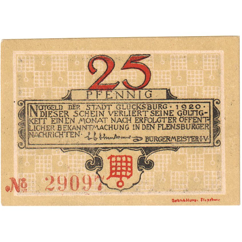 Deutschland, Glucksburg, 25 Pfennig, UNZ-