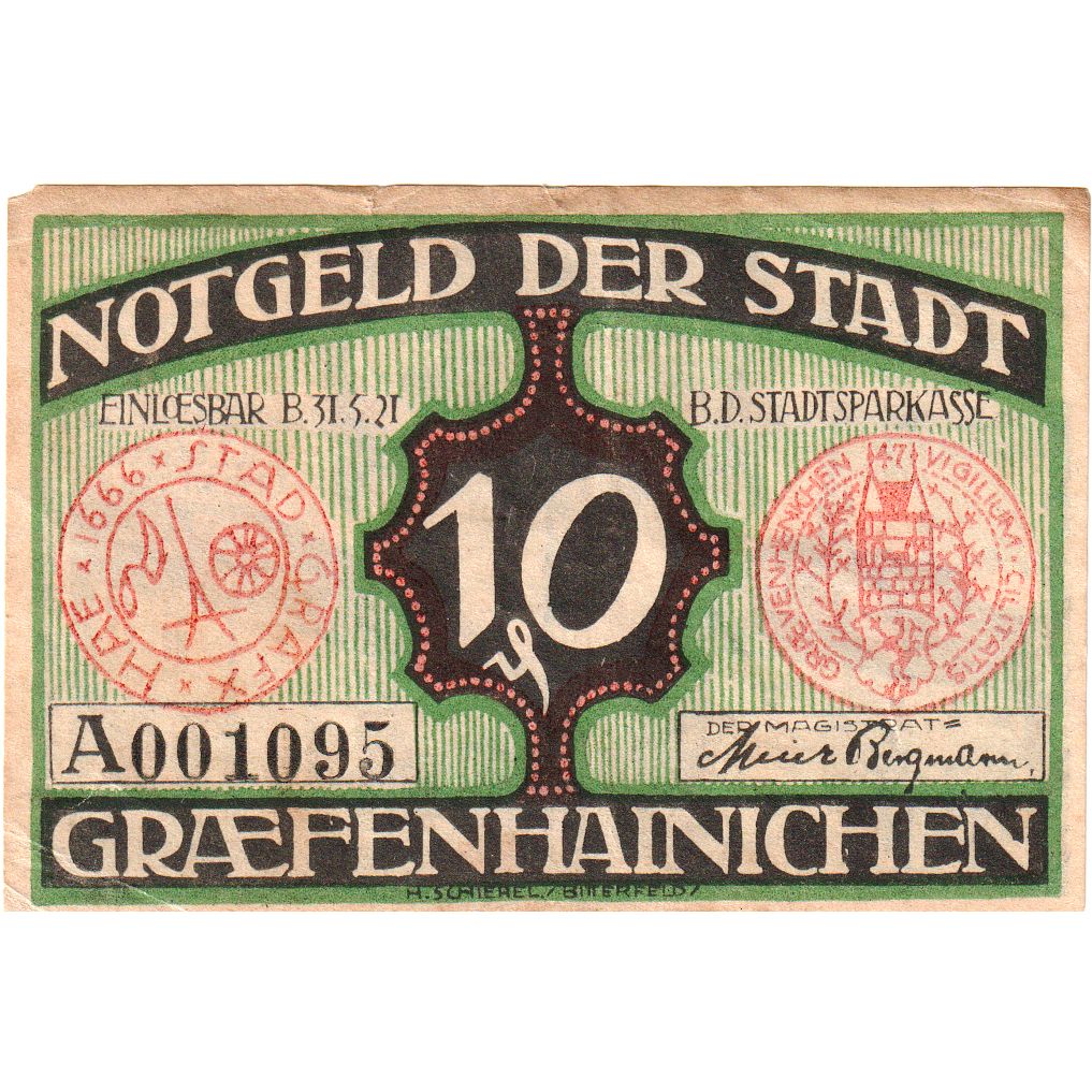 Germania, Gräfenhainichen, 10 Pfennig, 1921-05-31, BB