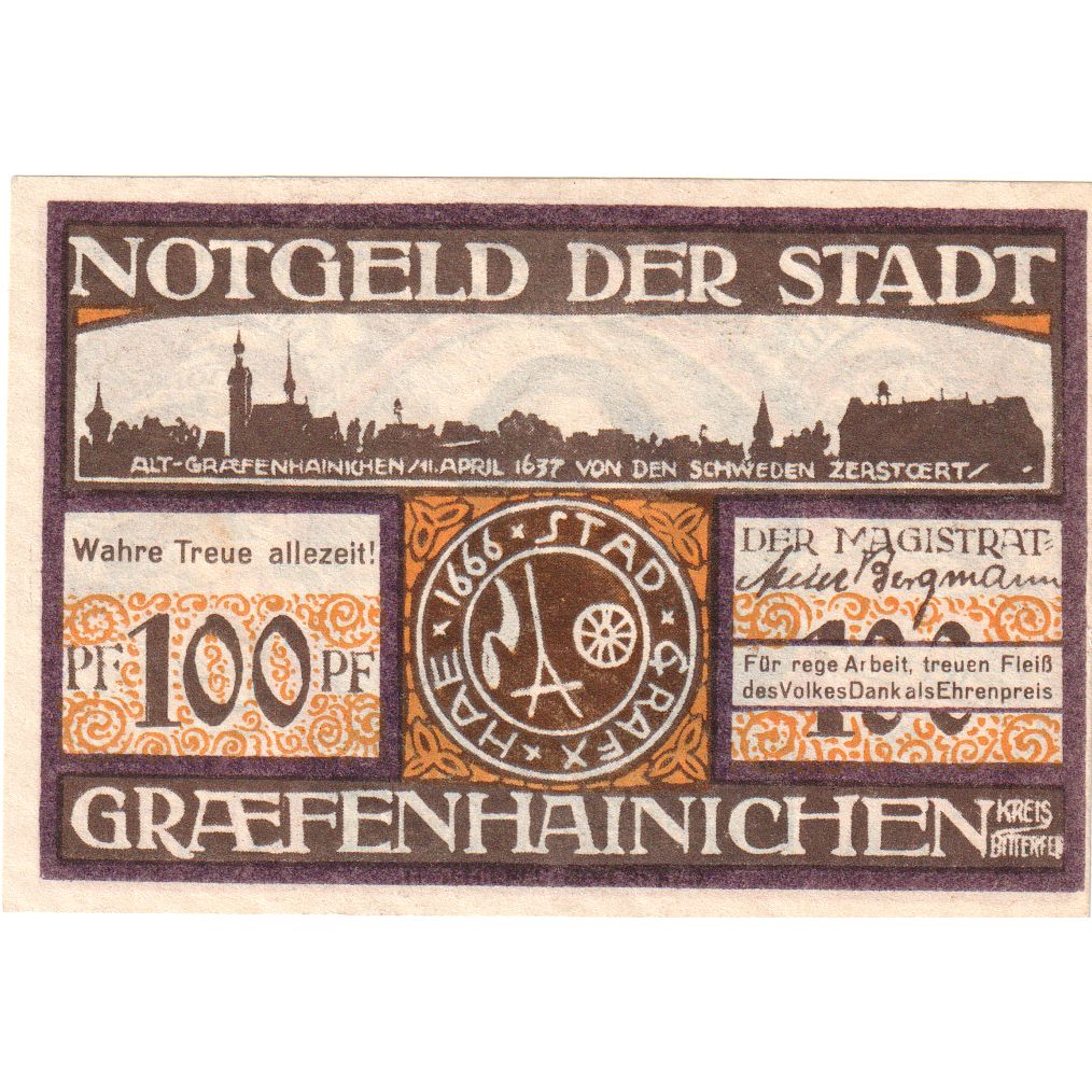 Deutschland, Gräfenhainichen, 100 Pfennig, 1921-05-31, UNZ-