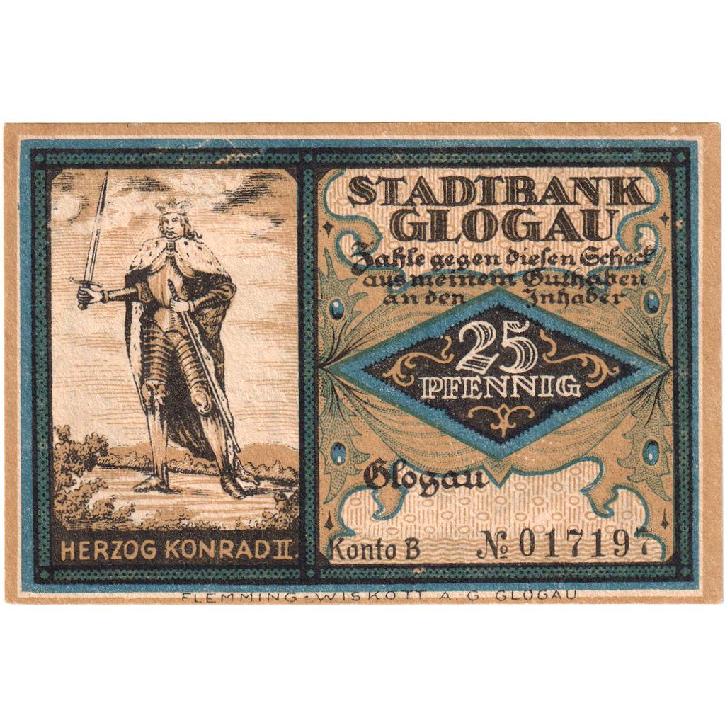 Niemcy, Glogau, 25 Pfennig, UNC(63)
